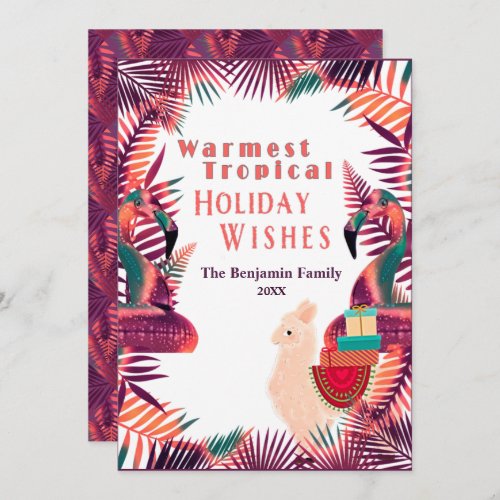 Christmas Holiday Wishes Tropical Watercolor Card