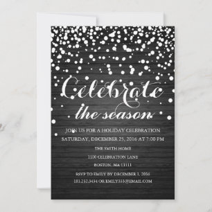 Christmas Holiday Wood Background Family Party Invitation
