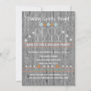 Christmas Holiday Wood Background Snowflake Party Invitation