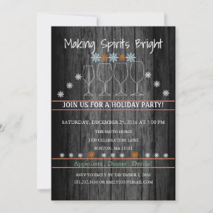 Christmas Holiday Wood Background Snowflake Party Invitation