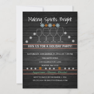 Christmas Holiday Wood Background Snowflake Party Invitation