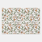 Woodland Forest Animals Fox Floral Kids Birthday Wrapping Paper Sheets