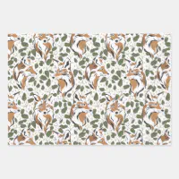 Christmas Holiday Woodland Animals Wrapping Paper Sheets