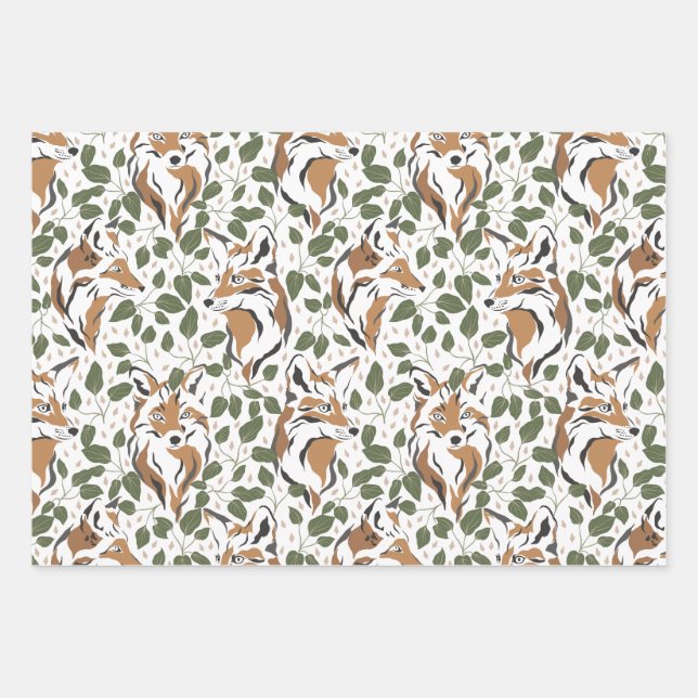 Christmas Holiday Woodland Animals Wrapping Paper Sheets (Front)