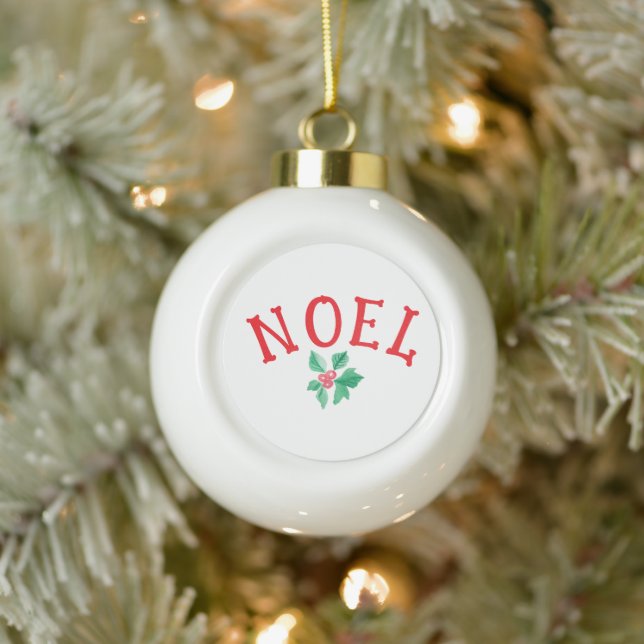 Christmas Holiday Word "NOEL" Seasonal Key Phrase Ceramic Ball Christmas Ornament (Tree)