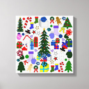 Christmas Holiday Wrapped Canvas Picture Print