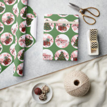 Christmas Holiday Wrapping Paper Green