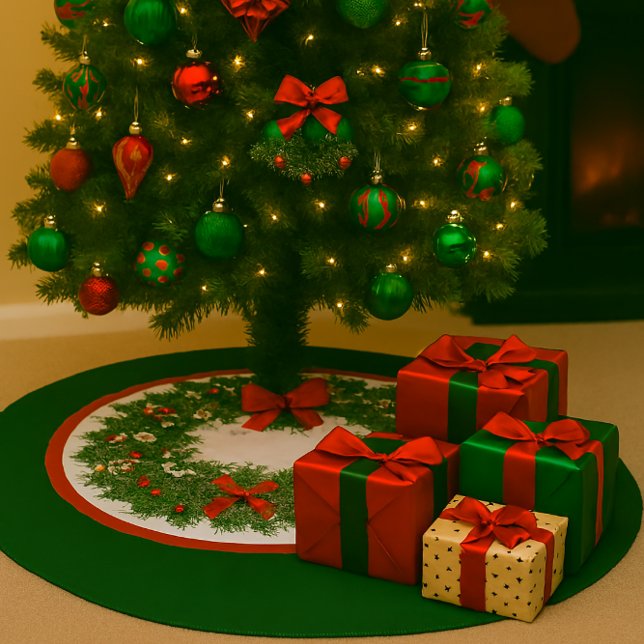 Christmas Holiday Wreath Brushed Polyester Tree Skirt (Creator Uploaded)