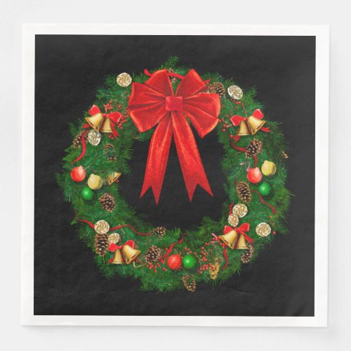 Christmas Holiday Wreath Paper Napkins