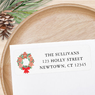 Christmas Holiday Wreath Return Address Label