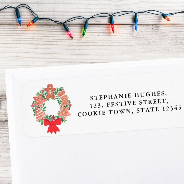 Christmas Holiday Wreath Return Address Label (Creator Uploaded)