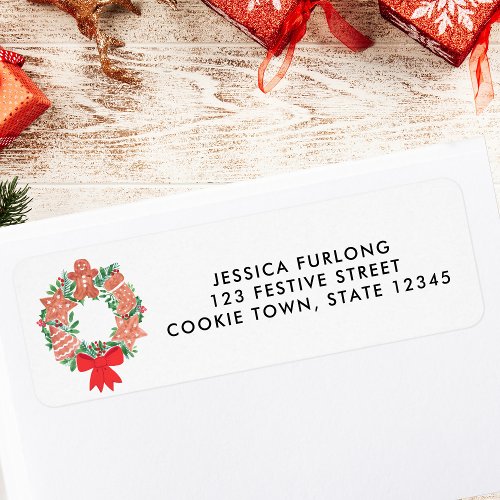 Christmas Holiday Wreath Return Address  Label