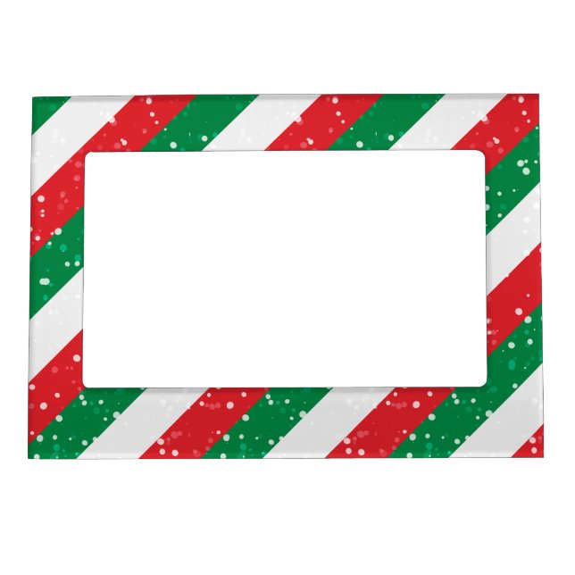 Christmas Holiday Xmas Festive Joy red white green Magnetic Frame (Front)