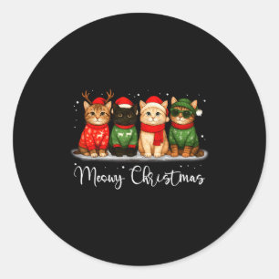 Christmas Holiday Xmas Meowy Christmas Funny Cat S Classic Round Sticker
