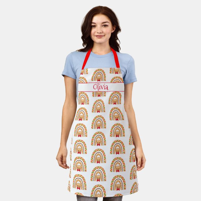 Christmas Holiday Xmas Personalized Gingerbread Apron (Worn)