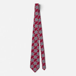 Christmas Holiday Xmas Winter Red Gray Snowflakes Tie