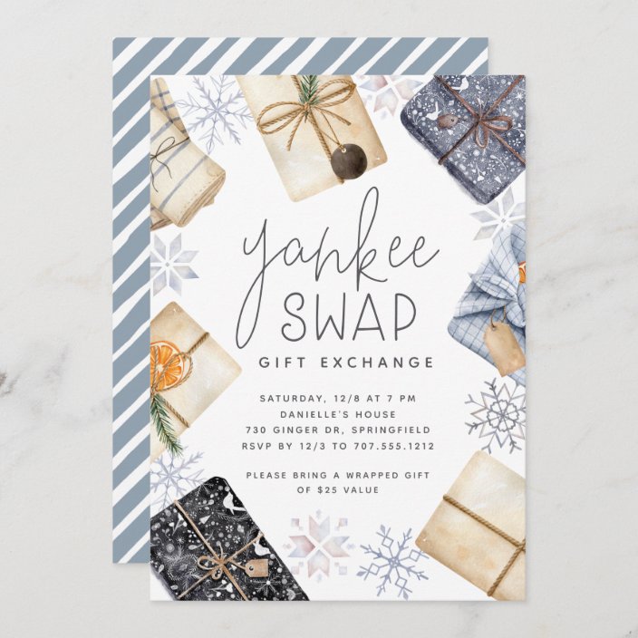 Christmas Holiday Yankee Swap Gift Exchange Party Invitation | Zazzle.com