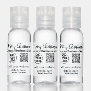 Christmas holidays add business logo name q r code hand sanitizer