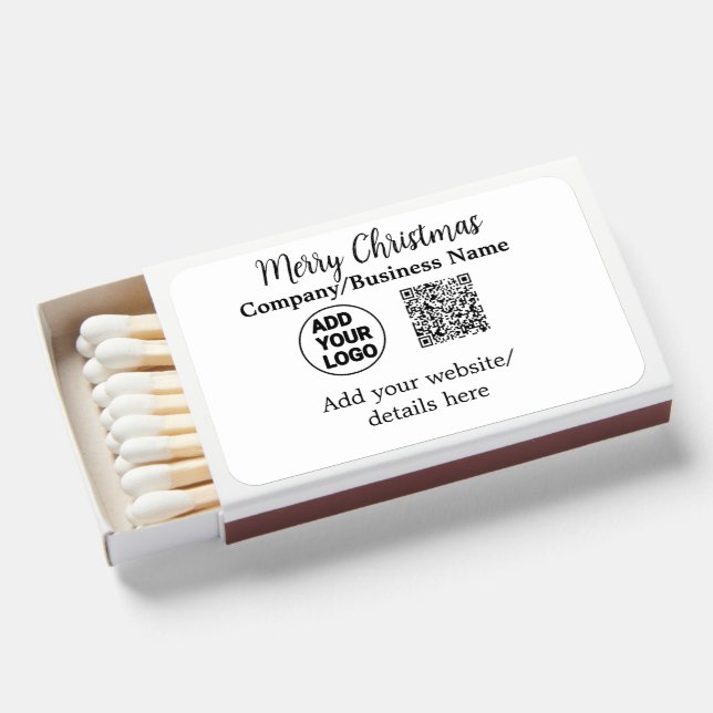 Christmas holidays add business logo name q r code matchboxes (Front Open)