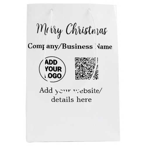 Christmas holidays add business logo name q r code medium gift bag