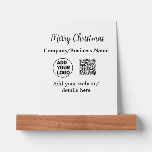 Christmas holidays add business logo name q r code picture ledge