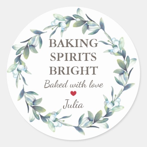 Christmas Holidays Baking Spirits Bright with Love Classic Round Sticker