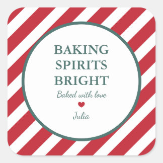 Christmas Holidays Baking Spirits Bright with Love Square Sticker