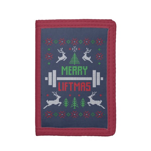 Christmas Holidays Basketball Sports Ugly Sweater Trifold Wallet