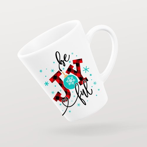 Christmas Holidays Be Joyful Modern Winter Plaid Latte Mug