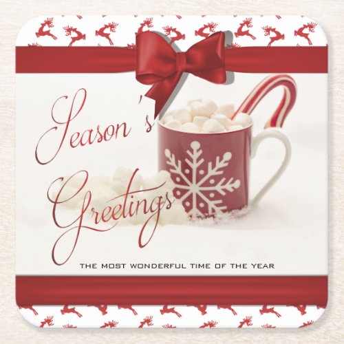 Christmas Holidays Best Time of the Year Square Paper Coaster