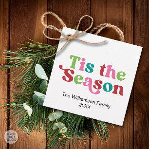 Christmas Holidays Bright Fun Colors Modern Retro Favor Tags