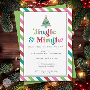 Christmas Holidays Bright Fun Colors Modern Retro Invitation