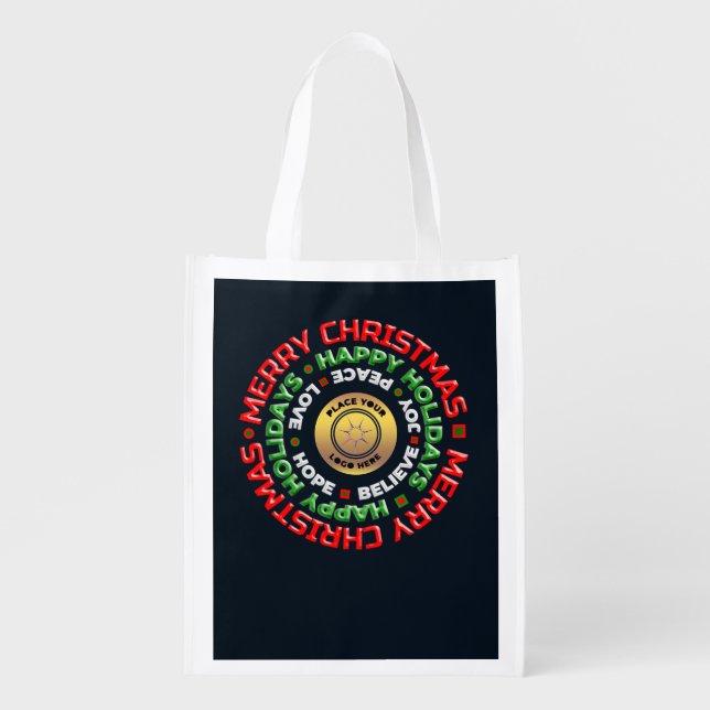 Christmas Holidays Business Promote Personalize Grocery Bag (Front)