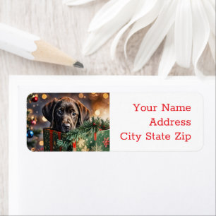 Christmas Holidays Chocolate Lab Puppy Return Label
