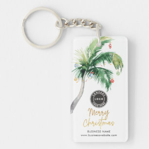 Christmas Holidays Coastal Palm Tree Swag Keychain