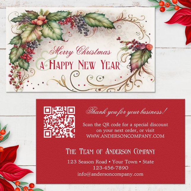 Christmas Holidays Company Thank You Business Card (Creator Uploaded)