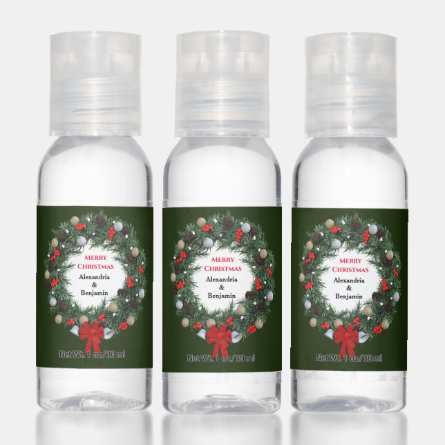 Christmas Holidays Couple Personalize  Hand Sanitizer (Set)