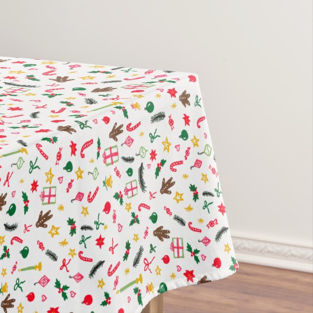 Christmas Holidays Cute Doodle Whimsical Pattern  Tablecloth (In Situ)