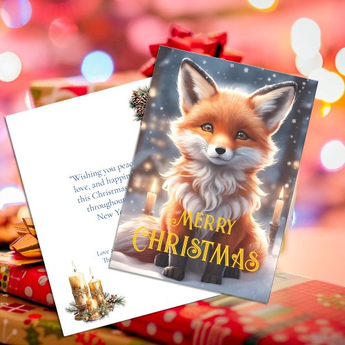Christmas Holidays Cute Winter Red Fox Christmas Holiday Card