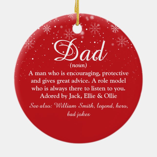 Christmas Holidays Dad, Daddy, Father Definition Ceramic Ornament (Back)
