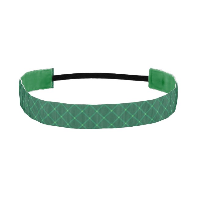 Christmas holidays dark green plaid pattern athletic headband (Front)