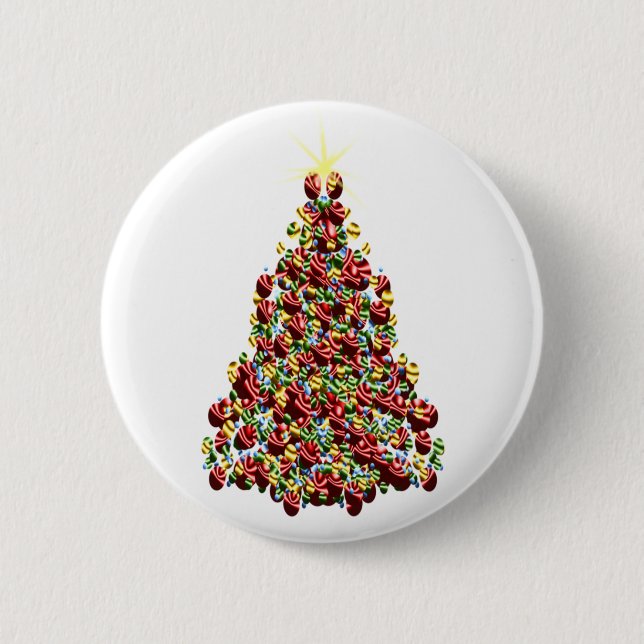 Christmas Holidays Decorated Tree Pinback Button (Front)