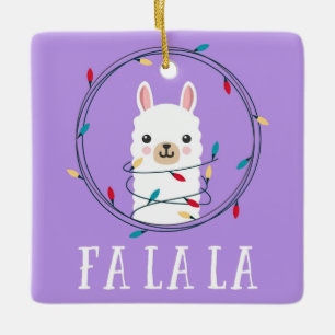 Christmas Holidays Fa La La Llama Ceramic Ornament