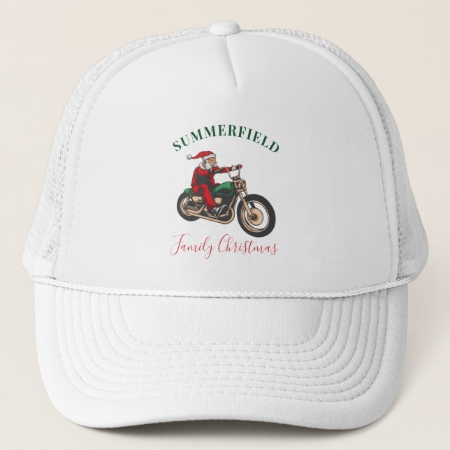 Christmas Holidays Family Bikers Matching Dad Trucker Hat (Front)