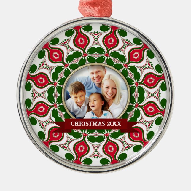 Christmas Holidays Family Keepsake Metal Ornament (Front)