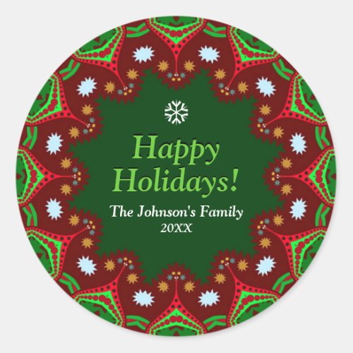 Christmas Holidays Family Keepsake Party Plate Classic Round Sticker
