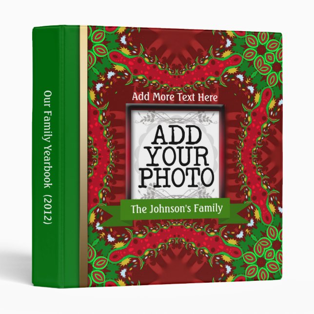 Christmas Holidays Family Photo Yearbook 3 Ring Binder (Front/Spine)