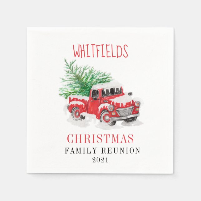 Christmas Holidays Family Reunion Custom Paper Napkins (Front)
