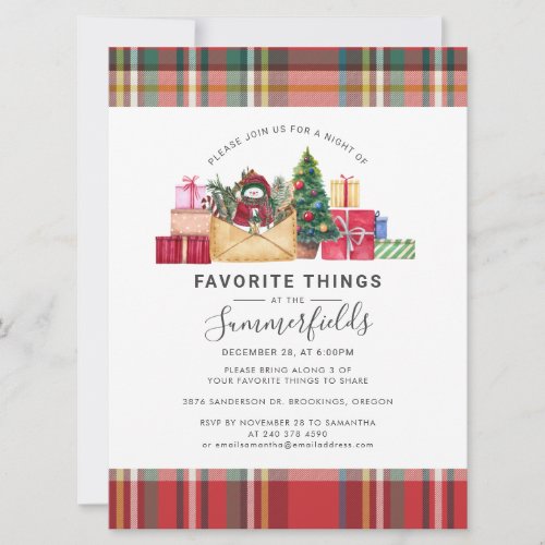 Christmas Holidays Favorite Things Modern Invitation