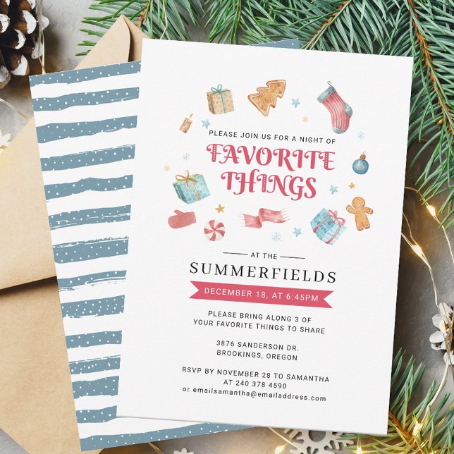 Christmas Holidays Favorite Things Party Invitation (Favorite Things Christmas Holidays Party Invitation)